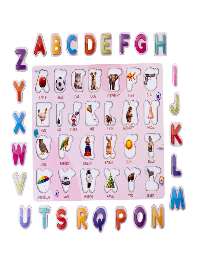 Craftick Wooden Alphabets Puzzles for Kids Age 2 Years Early Educational Learning ABCD Capital Letters Toy-Multi Color | Perfect for Homeschooling, Kindergarten and Nursery Students | Return Gift - Image 1